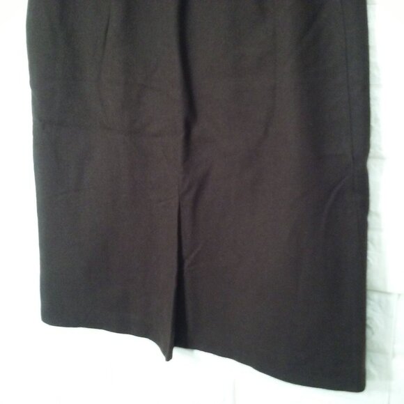 Vintage 70s Wiggle Pencil Skirt Lady-XS(2) Wool Kick Pleat Side Metal-Zip Brown - Picture 9 of 9